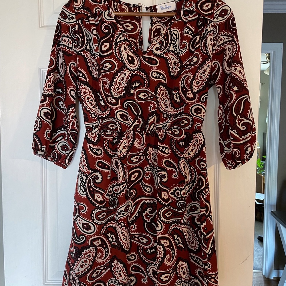 Bluetique Waist-Defined Paisley Dress
